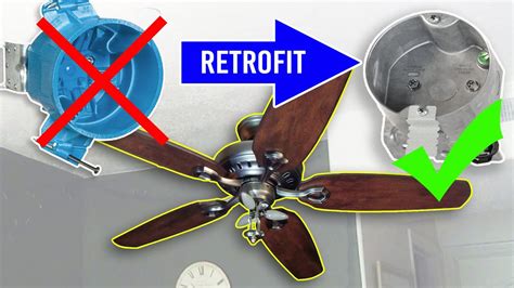 how to mount ceiling fan away from junction box|ceiling fan support box installation.